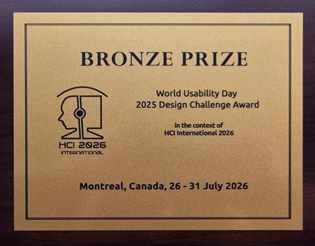 World Usability Day 2025 Design Challenge BRONZE Award. Details in text following the image.